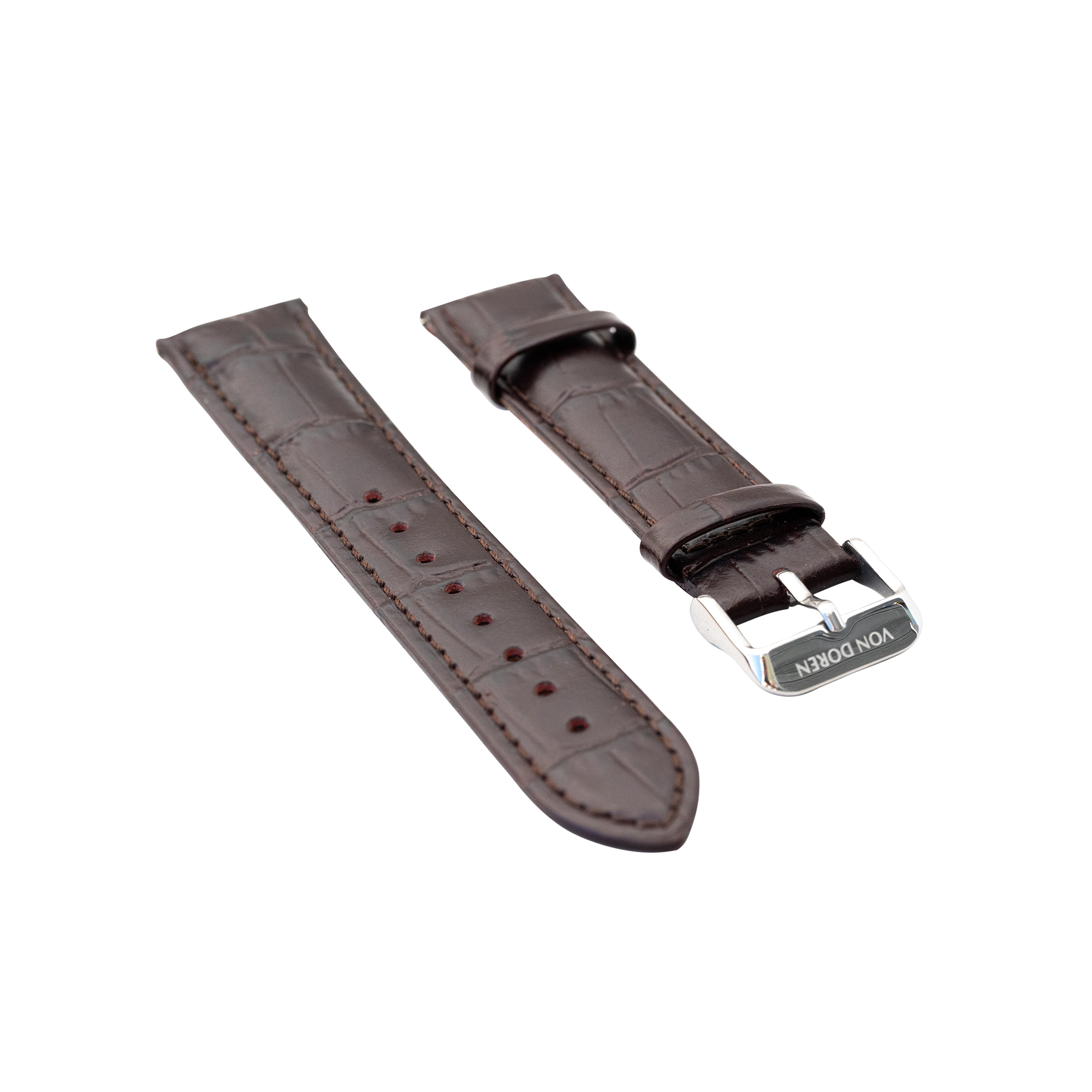 Brun skinnreim - Alligatorpreget, 20mm