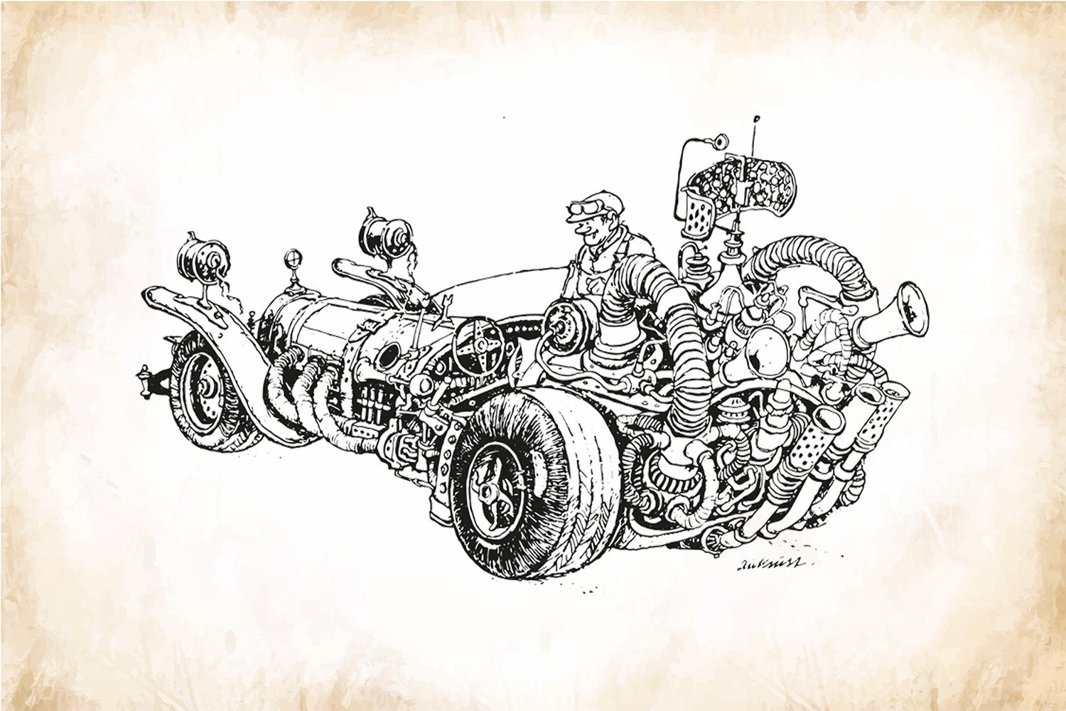 Vintage sketch of the iconic Il Tempo Gigante race car.