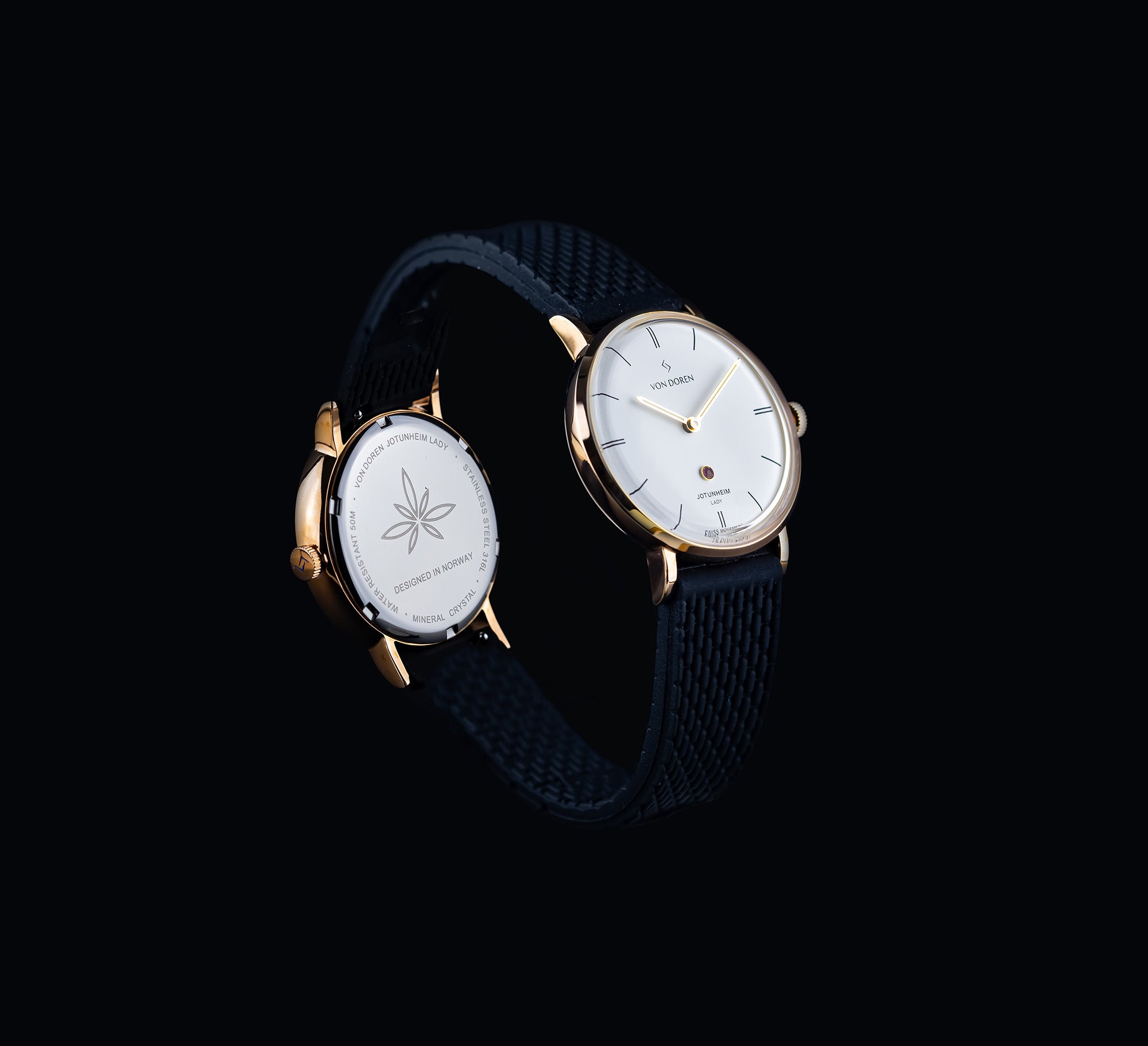 Von Doren klokke Jotunheim lady med hvit skive og rød rubin